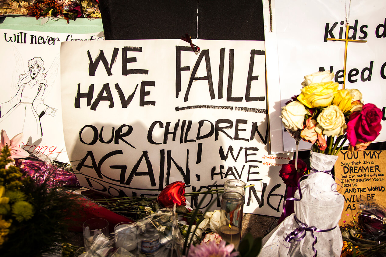 A memorial to students slain in Parkland