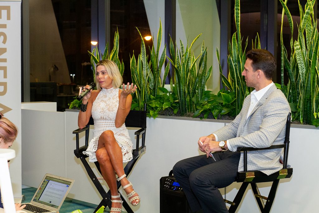 Sheryl Clark answers a question as SFBW Associate Publisher Clayton Idol conducts the interview