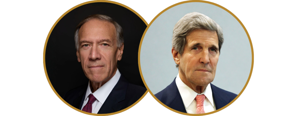 Two older men in suits and ties are shown in separate circular frames with gold borders. The man on the left has light hair and a serious expression; the man on the right has gray hair and a slight smile. South Florida Business & Wealth