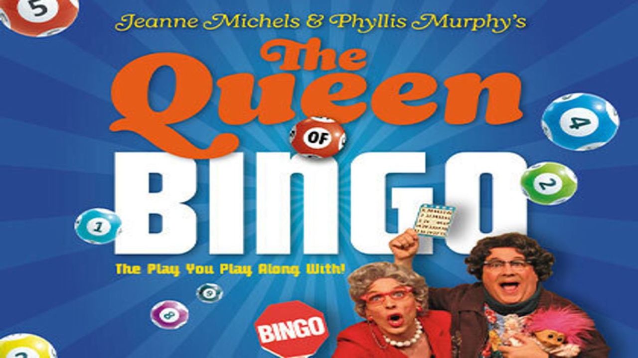 Colorful poster for "The Queen of Bingo" with two older women excitedly holding a bingo card and ball, surrounded by flying bingo balls. Title and creators’ names are prominently displayed above. South Florida Business & Wealth