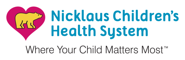 Logo for Nicklaus Children&acirc;s Health System featuring a yellow bear inside a pink heart, with the text &acirc;Where Your Child Matters Most&acirc; below. South Florida Business & Wealth
