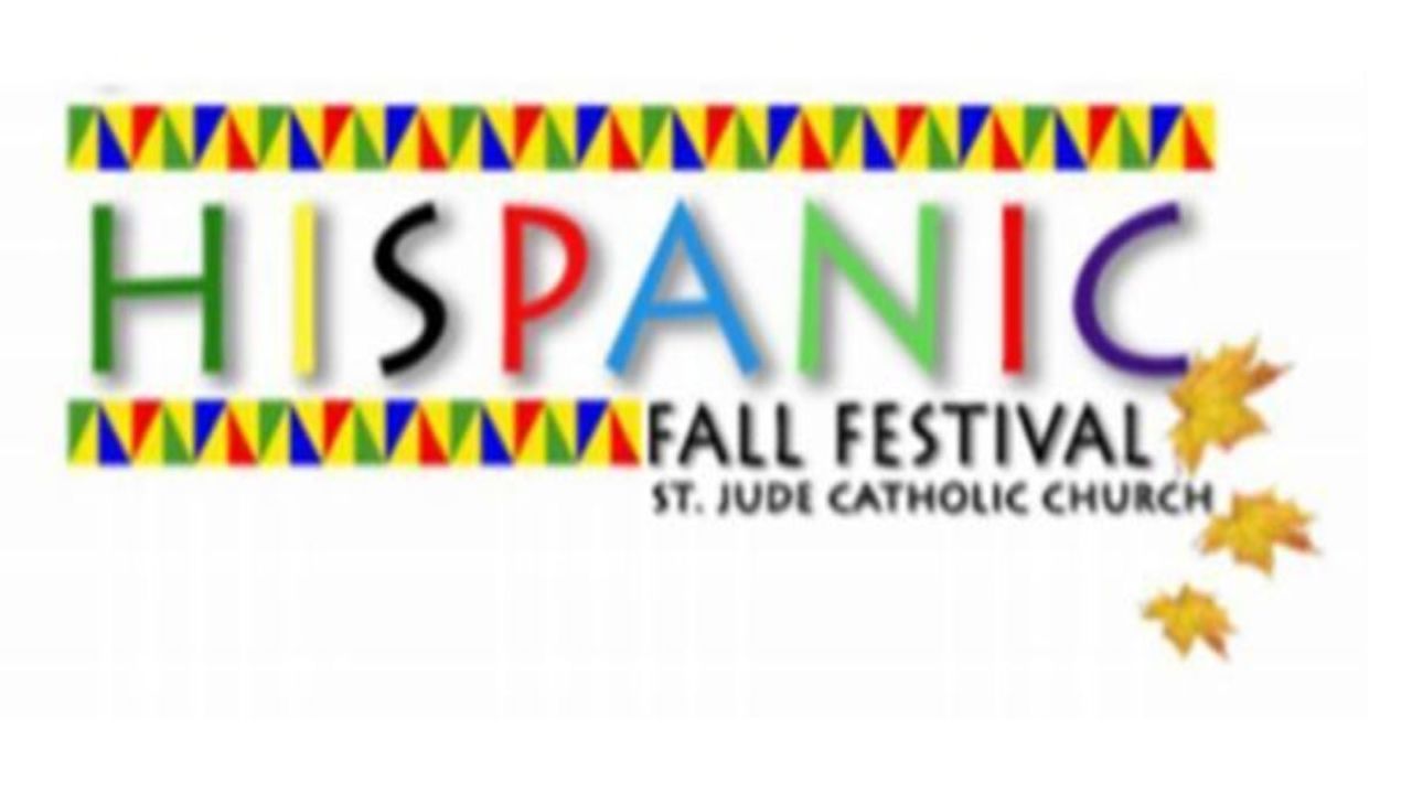 Logo for the Hispanic Fall Festival at St. Jude Catholic Church featuring colorful geometric patterns and autumn leaf accents. South Florida Business & Wealth